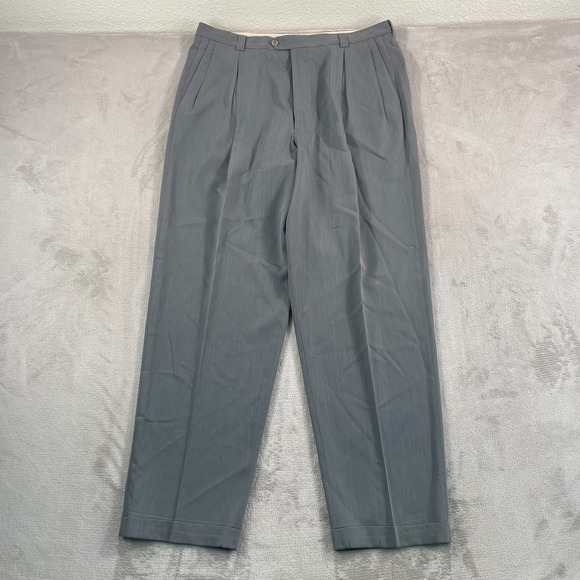 VTG 80s 90s Giorgio Armani Trouser Pants Men 36x32.5 Grey Pleated Cuffed Italy